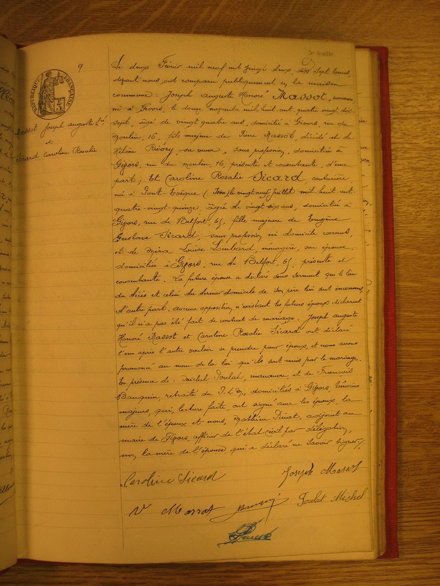 Page du registre
